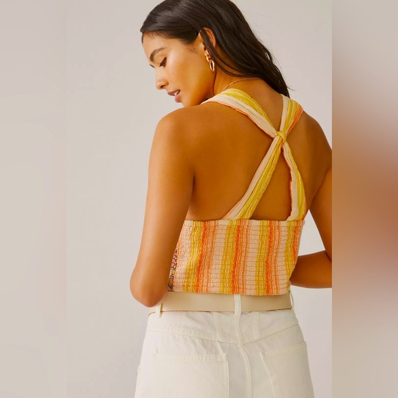 Anthropologie Tops - Anthropologie Striped Smocked Tank